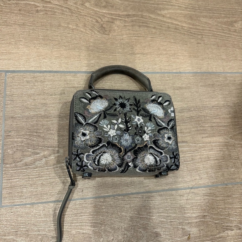 Rebecca Minkoff Floral Embroidered Mini Bag in Gray